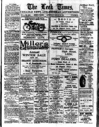 cover page of Leek Times published on March 19, 1921