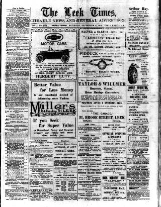 cover page of Leek Times published on September 17, 1921