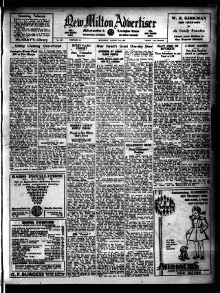 cover page of New Milton Advertiser published on August 2, 1947