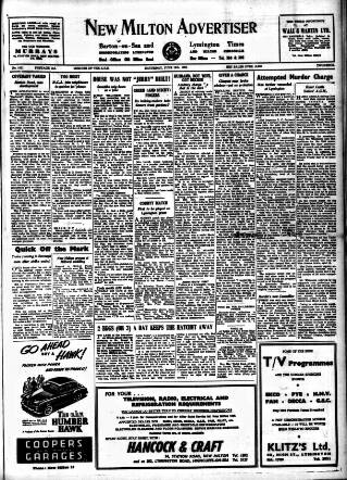 cover page of New Milton Advertiser published on June 18, 1955