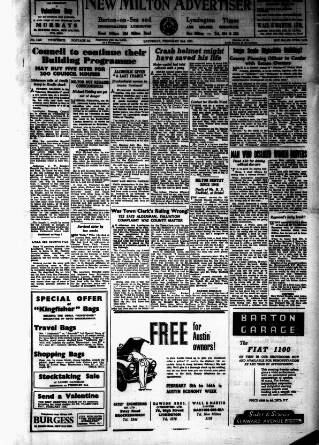 cover page of New Milton Advertiser published on February 2, 1957