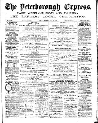 cover page of Peterborough Express published on June 18, 1889