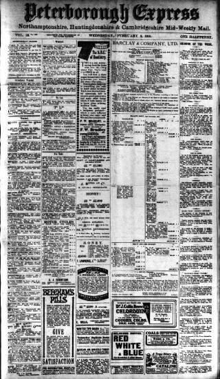 cover page of Peterborough Express published on February 2, 1916