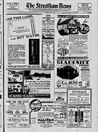 cover page of Streatham News published on May 4, 1934