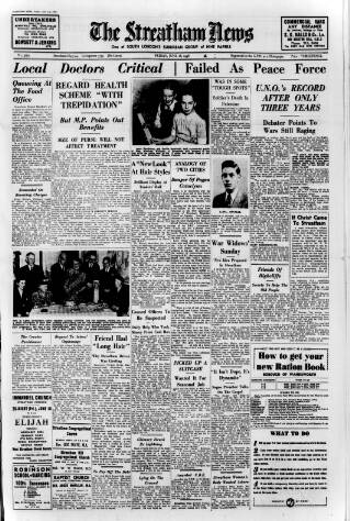 cover page of Streatham News published on June 18, 1948