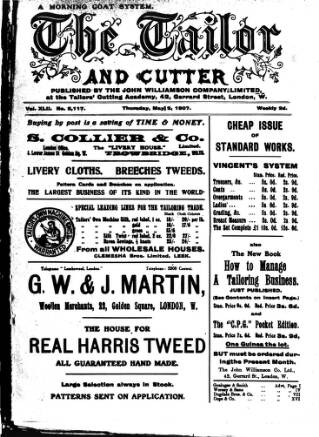 cover page of Tailor & Cutter published on May 2, 1907
