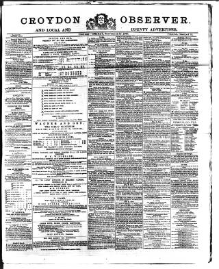 cover page of Croydon Observer published on September 17, 1869