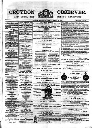 cover page of Croydon Observer published on March 19, 1885