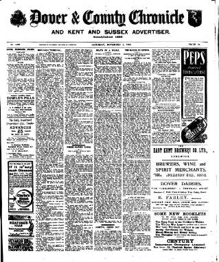 cover page of Dover Chronicle published on November 2, 1918