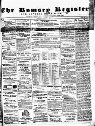 cover page of Romsey Register and General News Gazette published on August 11, 1864