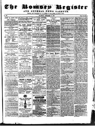 cover page of Romsey Register and General News Gazette published on December 17, 1874