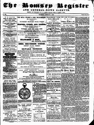 cover page of Romsey Register and General News Gazette published on October 5, 1876