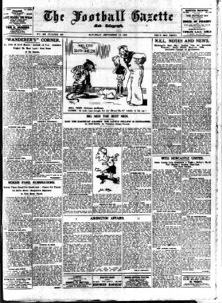 cover page of Football Gazette (South Shields) published on September 17, 1927