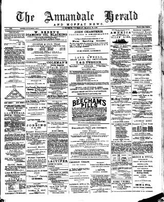 cover page of Annandale Herald and Moffat News published on March 19, 1891