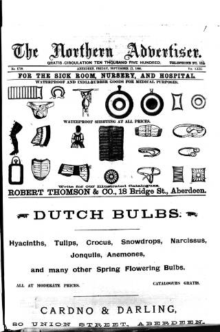 cover page of Northern Advertiser (Aberdeen) published on September 17, 1886