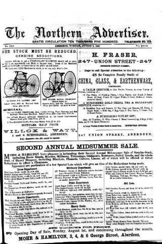 cover page of Northern Advertiser (Aberdeen) published on August 2, 1887