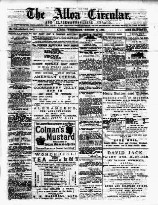 cover page of Alloa Circular published on August 2, 1882