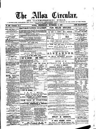 cover page of Alloa Circular published on November 2, 1887