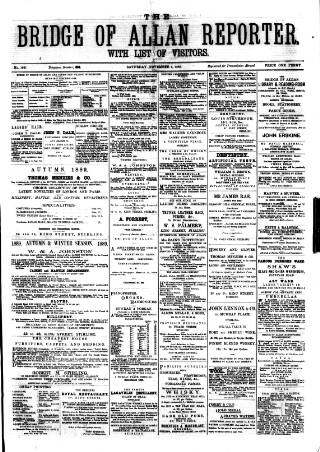 cover page of Bridge of Allan Reporter published on November 2, 1889