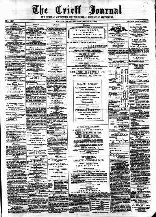 cover page of Crieff Journal published on November 2, 1883