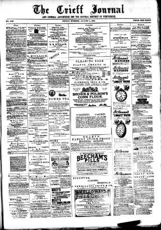 cover page of Crieff Journal published on August 5, 1892