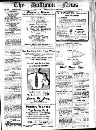 cover page of Dufftown News and Speyside Advertiser published on May 2, 1959