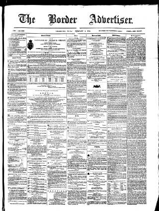 cover page of Border Advertiser published on February 2, 1872