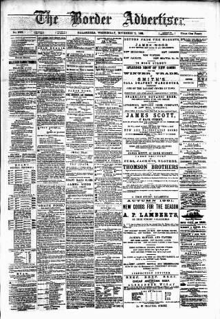 cover page of Border Advertiser published on November 2, 1881
