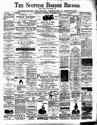 cover page of Scottish Border Record published on September 17, 1887