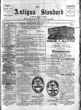 cover page of Antigua Standard published on May 2, 1888