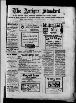 cover page of Antigua Standard published on September 17, 1904