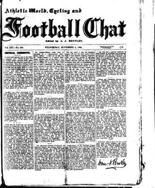 cover page of Athletic Chat published on November 4, 1908