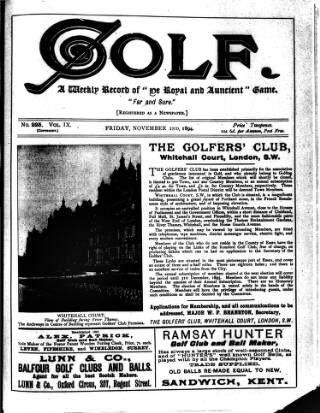 cover page of Golf published on November 2, 1894