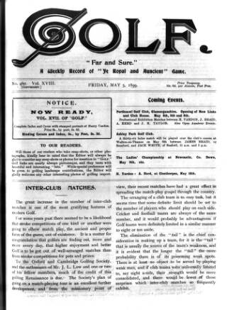 cover page of Golf published on May 5, 1899