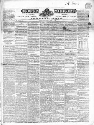 cover page of Surrey Mercury published on May 2, 1846