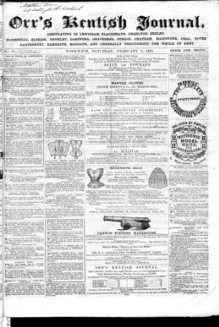 cover page of Orr's Kentish Journal published on February 2, 1861