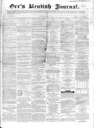 cover page of Orr's Kentish Journal published on August 2, 1862