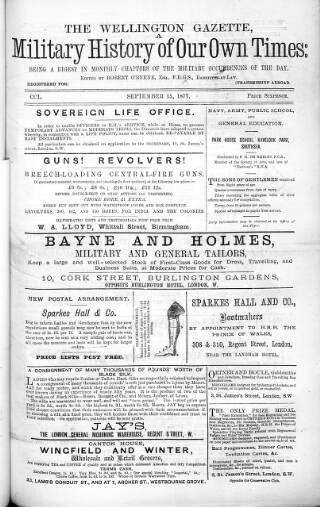 cover page of Wellington Gazette and Military Chronicle published on September 15, 1877