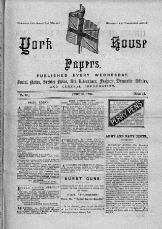 cover page of York House Papers published on June 22, 1881