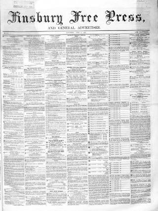 cover page of Finsbury Free Press published on June 6, 1868