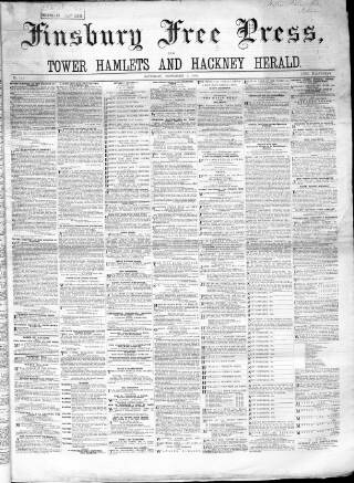 cover page of Finsbury Free Press published on September 5, 1868