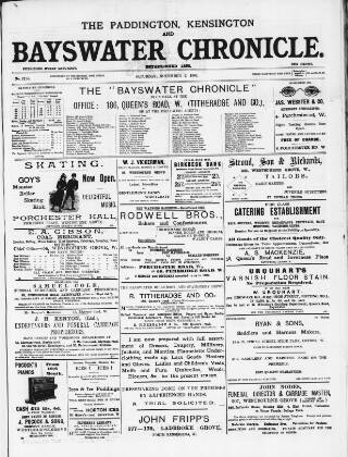 cover page of Bayswater Chronicle published on November 2, 1901