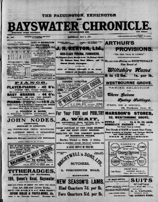 cover page of Bayswater Chronicle published on May 4, 1912