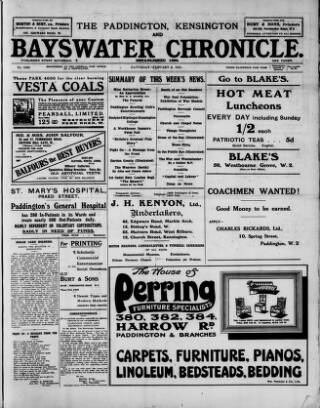 cover page of Bayswater Chronicle published on February 2, 1918