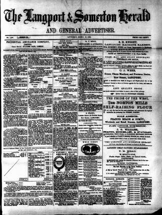 cover page of Langport & Somerton Herald published on March 19, 1892