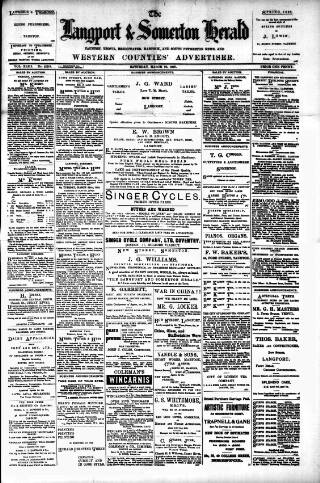 cover page of Langport & Somerton Herald published on March 19, 1898