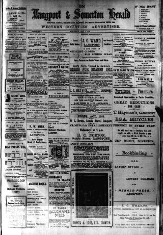 cover page of Langport & Somerton Herald published on May 4, 1912