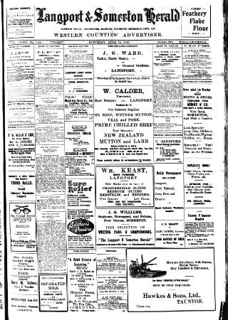 cover page of Langport & Somerton Herald published on June 18, 1927