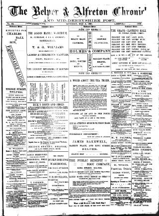 cover page of Belper & Alfreton Chronicle published on May 2, 1885
