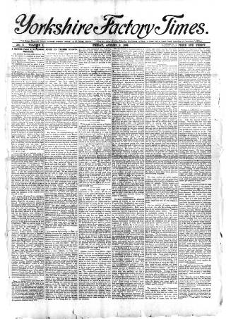 cover page of Yorkshire Factory Times published on August 2, 1889